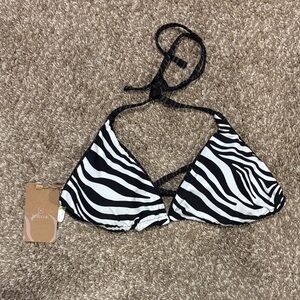 Berlook Zebra Print Triangle Bikini Top  (reversible) NWT Size L (D90)